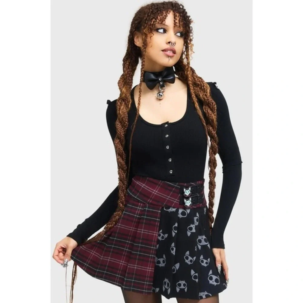 Killstar The vampurr plated mini skirt patchwork grunge